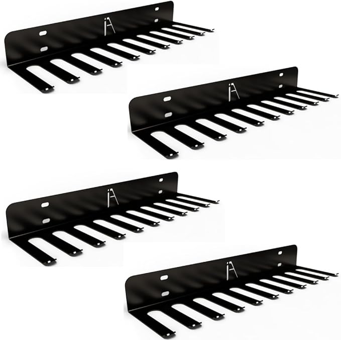 IRON AMERICAN USA Omega Beast Gym Storage Rack 11-Hook Heavy-Duty Gym Wall Organizer Gym Caddy Hanger - Gym Accessory Storage - Resistance Bands, Jump Ropes, Barbells, Lifting Belts, Cable Attachments - 4pk