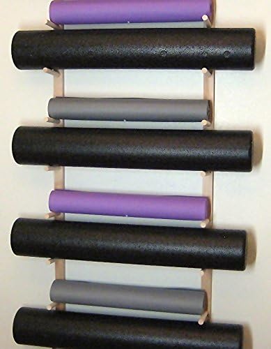 Classy Wood Foam Roller & Yoga Mat Storage Rack. Holds 4, 8, 12 etc. Modular (Sold by The Pairs and no. of Pairs You get Determines no. of Mats/Rollers You Hold). Easy Wall Mount. White.