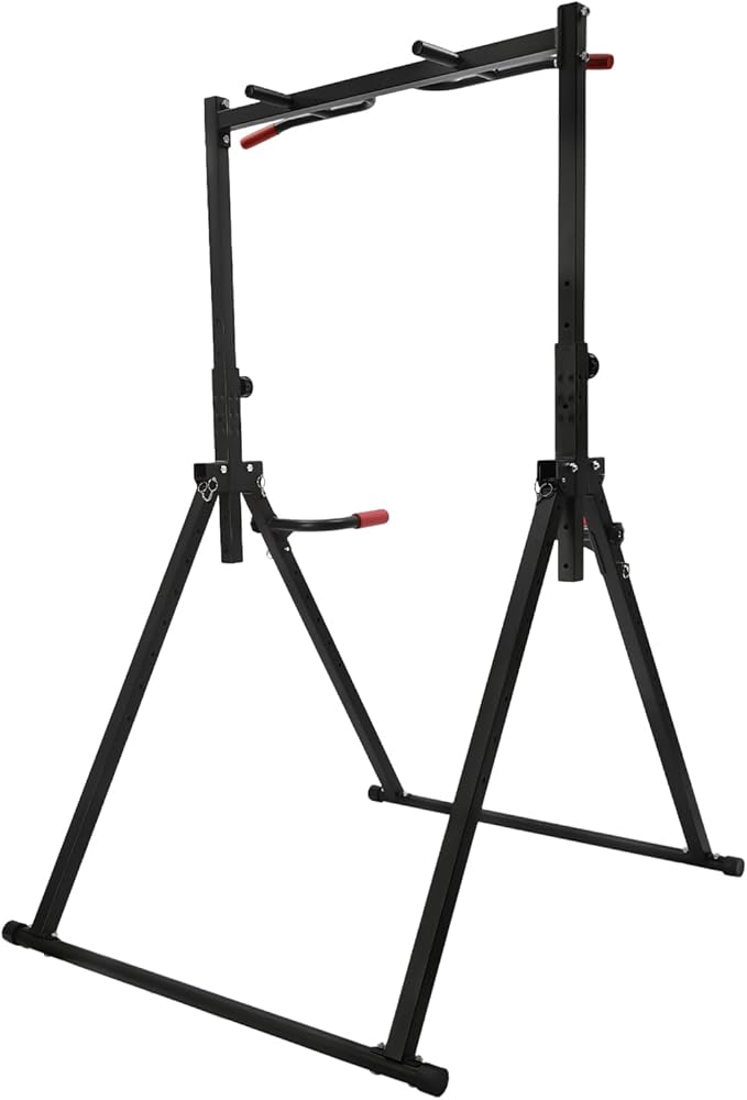 Foldable Pull Up Bar Station, Adjustable Multifunctional Fitness Tower Station, Power Tower Dip Bar for Pull-up Push-up, Home Gym Strength Training Workout Equipment, 440lbs Support Weight