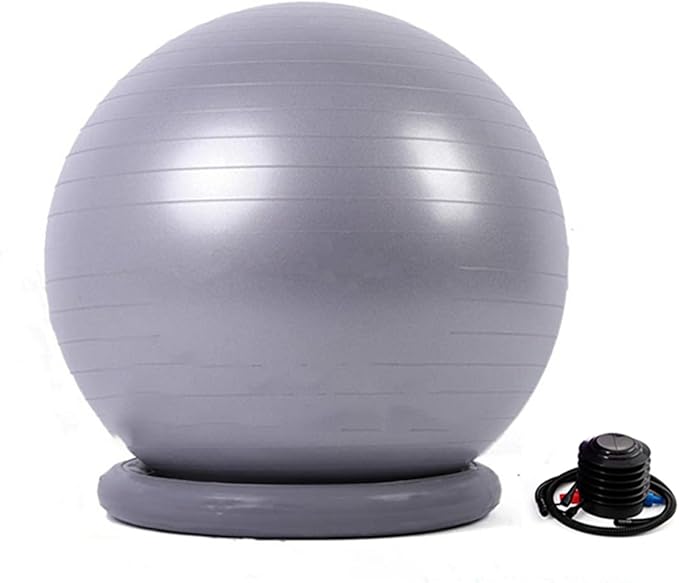 Yoga Ball Chair Office Ball Chair with Base & Pump, Stability Yoga Ball Seat for Back Pain Relief, Home Gym Exercise Ball Chair for Core Strength Training ( Color : Light Gray , Size : Diameter 65cm (