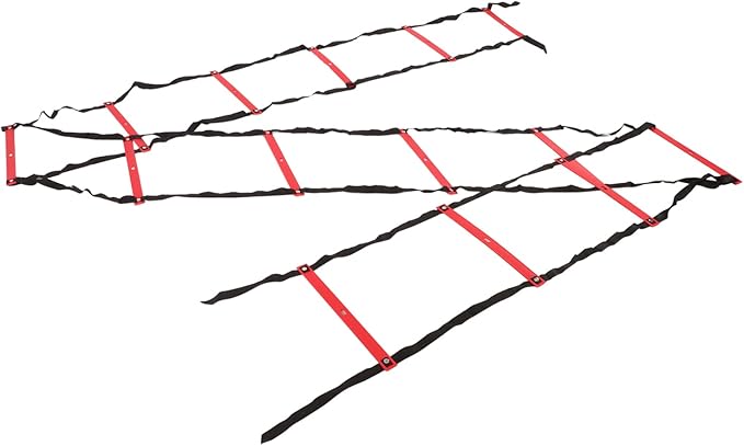 7M 14 Rung Agility Ladder, Fixed Distance PP Material Training Equipment with Angle for Soccer Football Fitness Speed Training