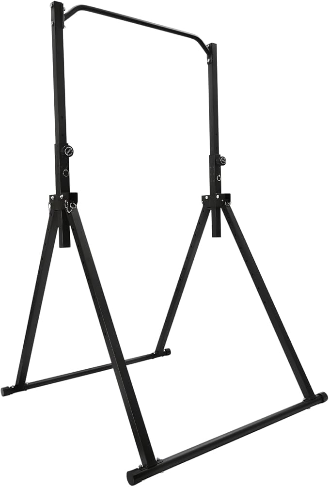 Power Tower Pull Up Bar Dip Station, Adjustable Height Triangular Horizontal Bar, 440LBS Free Standing Chin Up Bar Home Gym Equipment Fitness Workout Station