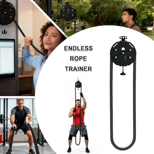 Portable Suspension Trainer with Adjustable Resistance, Endless Rope Cable Machine for Home Workouts, Targets Back, Arms, Grip and Coordination, 4m Circumference
