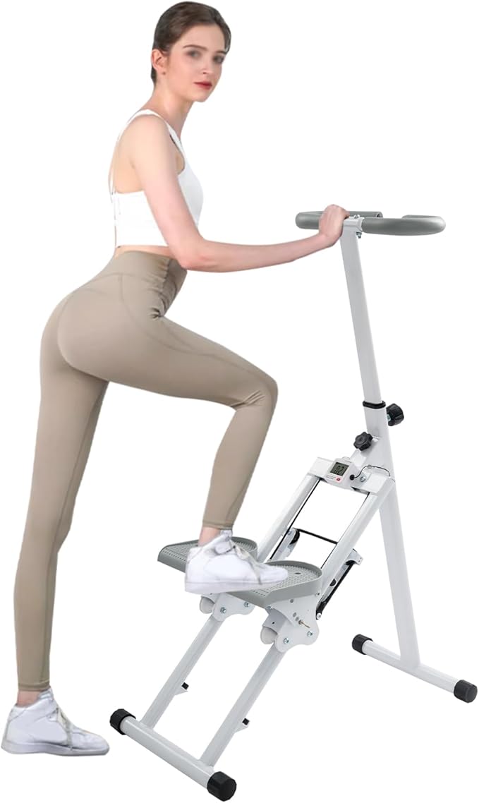 Foldable Stair Stepper Climber with Non-Battery Counter, 1.2mm Carbon Steel Frame, 220LBS Capacity, 3-Level Adjustable Pedals for Home Gym Full Body Workout