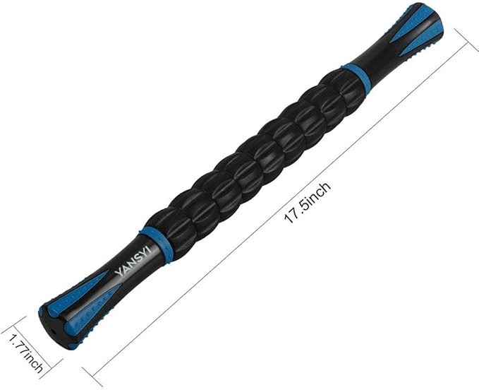 YANSYI Professional 9-Roller Deep Tissue Massage Stick - Portable Muscle Recovery Roller for Athletes, Relieves Post-Workout Soreness & Leg/Back Pain - Portable Physio Tool (Blue 1)