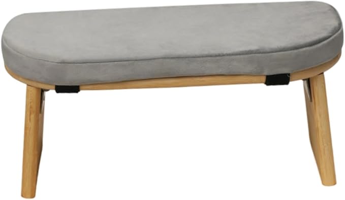 Meditation Bench Prayer Bench Removable Ergonomic Foldable Bamboo Kneeling Stool Stool for Office Bedroom Tea Ceremony(Light Grey)