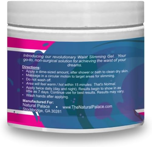 Waist Gel - 100% Natural Vegan and Cruelty-Free Formula, Burns Stomach Body Fat, Belly and Butt (4 oz)