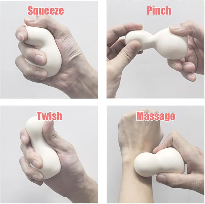 Multifunctional Ultra Soft Squeeze Personal Electric Massager with Vibrating Physic Therapy Massage Ball, Finger Massager for Hand Exercisers Fidget & Relaxtion(White)
