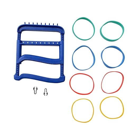 Rolyan Ergonomic Hand Exerciser with Plastic Handle, Adjustable Grip Strength Trainer with 4 Color‑Coded Rubber Bands, Finger & Hand Exerciser for Therapy, Rehab, Strength Training, Blue