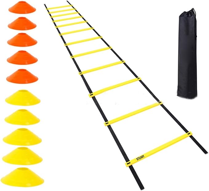 SUNGOOYUE Agility Ladder, 12 Rung 20ft Speed Agility Training Equipment Set with Carrying Bag, for Soccer Training Sports Coordination Workout