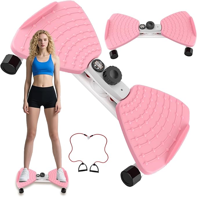 Twisting Waist Machine, Twist Board for Exercise, 300 lbs Weight Capacity, Noiseless Ab Twister for Home Gym Equipment for Women/Men, Track Time, Reps, Calories with Digital Display (Pink)