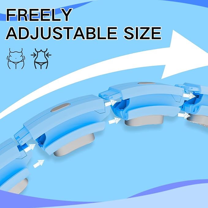 Smart Silent Weighted Exercise Infinity Hoop - Patent Pending (80% Quieter + Auto Count), Adjustable 30"-50" Infinity Hoop for Adults, Core Ab Workout with Circle for Women & Men (Blue)