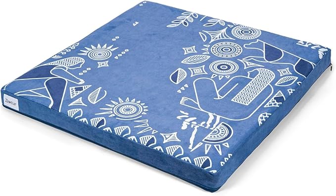 Zaveur Royal Court Meditation Mat With Velvet Cover - 24" x 24" Square Zabuton Thick Yoga Mat - Non Slip Exercise Mat for Home Workout - Thick Foam Exercise Floor Mat for Zafu or Bench