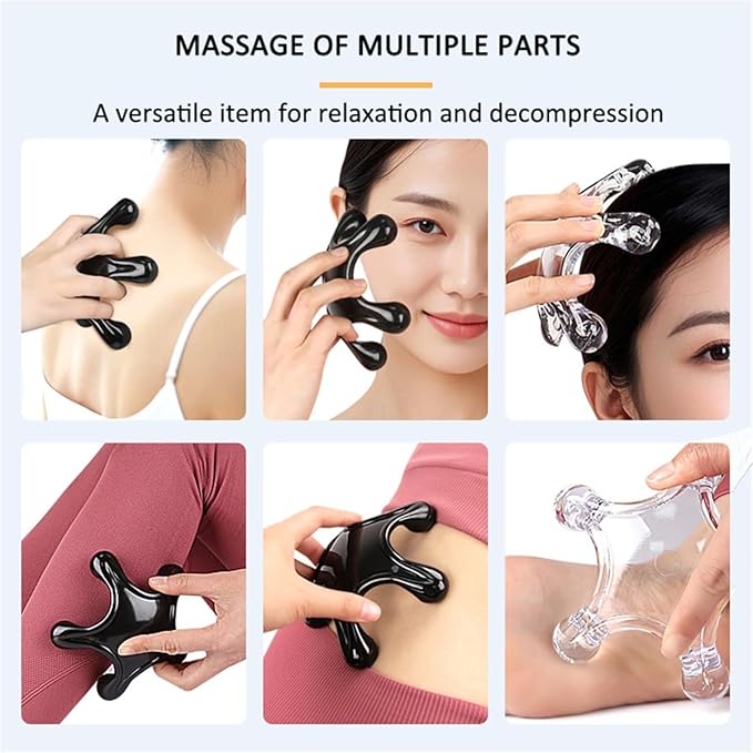 Trigger Point Massage Tools, 2 Pcs 5 Point Deep Tissue Manual Massager Handheld Body Massagers, Handheld Palm Pressure Point Massage Tool for Neck Shoulder Back Muscle Pain Relief (Transparent)