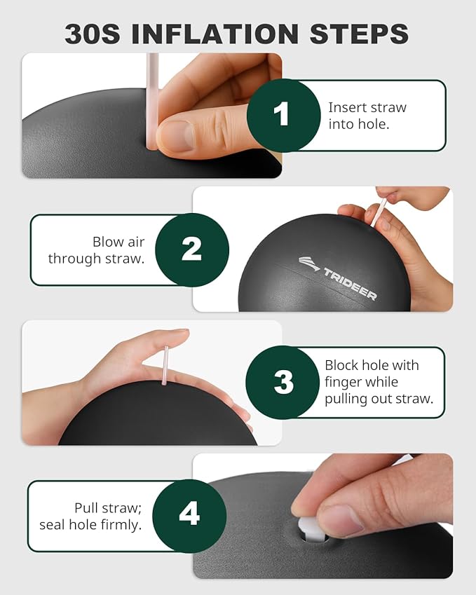 Trideer 9-Inch Pilates Ball, Small Exercise Ball for Yoga, Core Training, Physical Therapy, Balance, Stability and Stretching Pilates Equipment with Inflation Straw