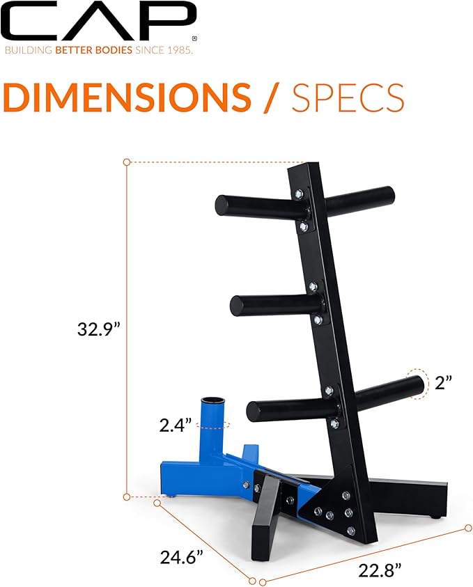 Cap Barbell Olympic Plate Tree Storage Rack, Multiple Colors