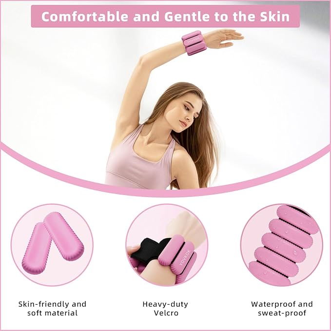 Wrist Weights, Silicone Adjustable Ankle Weights for Women Men - Strengthen Arms and Legs Ideal for for Home Gym Workout, Running, Yoga, Pilates, Barre, Exercise, Strength Training