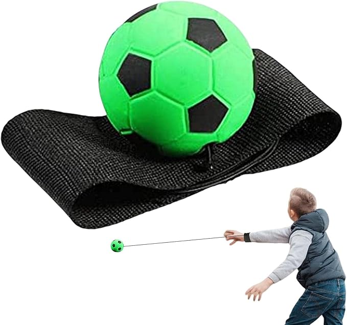 1Pc Green Wrist Return Ball - Adjustable Bounce Back Balls with String, Rubber Elastic Rebound Balls Finger Exercise Prop Activity and Play Wrist Ball