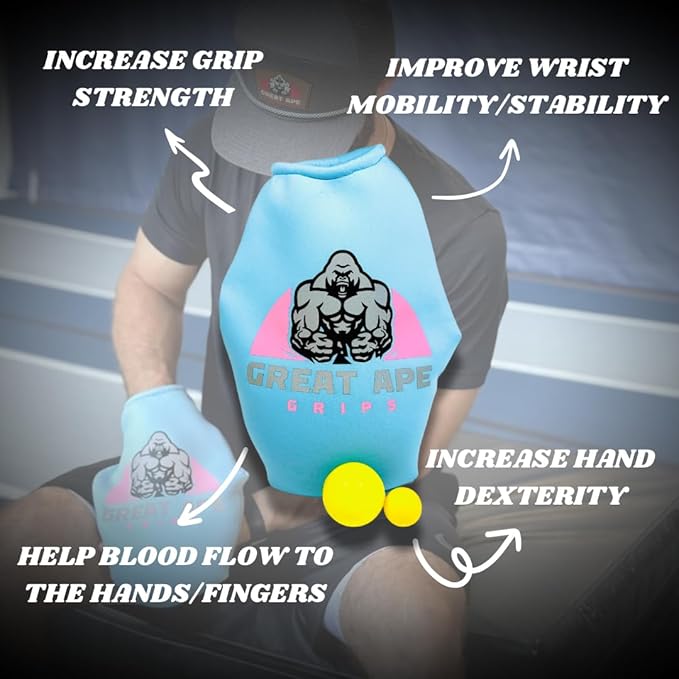 Grip Strength Trainer, Hand Strengthener, Forearm Strengthener, Hand Workout, Forearm Trainer, Grip Workout, Wrist Training, Finger Exercise, Hand Grip Strengthener, Grip Trainer, Grip Exercise, Increase Grip Strength, Great Ape Grips Baby Blue