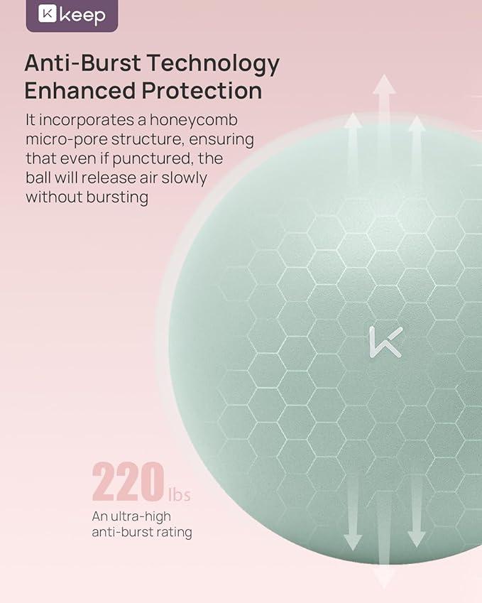 KEEP Exercise Ball Anti-Burst - Thickened Yoga Ball Pilates Ball for Physical Therapy, Fitness Ball for Workout, Core Strength and Physical Therapy