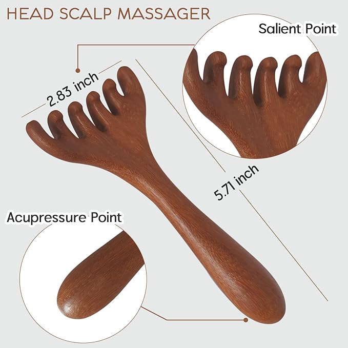 Wood Scalp Massager 2 Pcs, Head Massager Comb for Deep Relaxation & Stress Reduction, Head Scalp Massage Tool for Father's Day and Mother's Day Gifts
