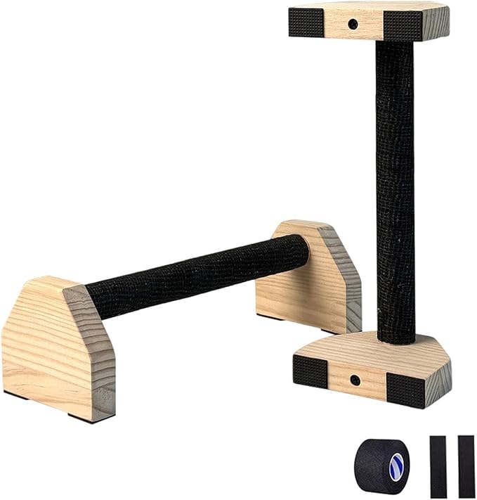 2Pcs Push up Bar Sturdy Wooden Parallettes Bar Push up Stands Pushup Handles for Gymnastics Strength Training Aerobics