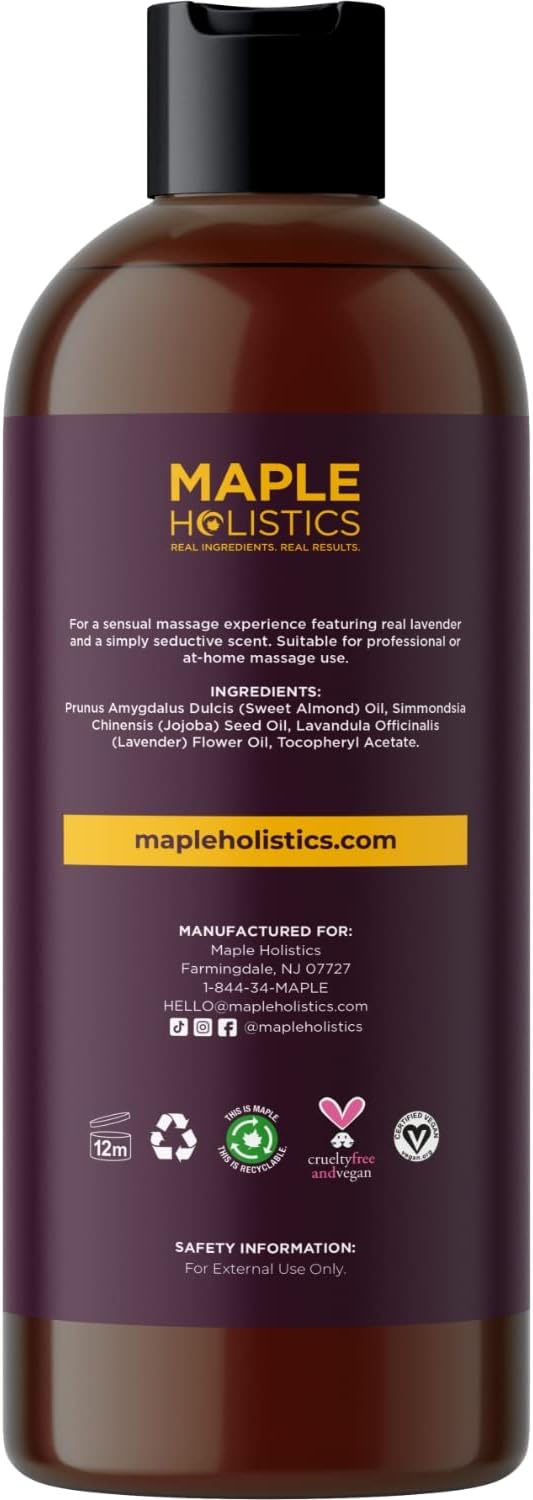 Massage Oils for Massage Therapy Bundle - Maple Holistics Massage Oil Kit with 16 Fl Oz Aromatherapy Lavender Massage Oil for Couples Plus Vanilla Scented Massage Oil Made with Pure Essential Oils