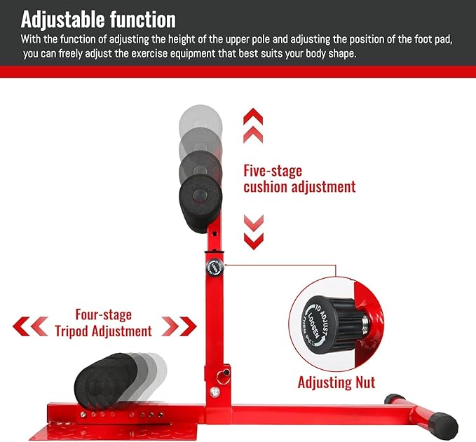 INNOLIFE Sissy Squat Machine Adjustable Height, Protective Foam Thick Steel Fitness Home Gym