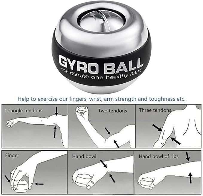 Auto-Start Wrist Power Gyro Ball with LED Lights, Wrist Strengthener and Forearm Exerciser for Stronger Arm Fingers and Muscle