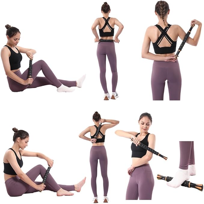 Muscle Roller Massage Roller Stick- Deep Tissue Fascia Blaster for Myofascial Pain Relief, Lymphatic Drainage & Body Sculpting, Handheld Physical Therapy & Recovery Tool (Orange black-18 inch)