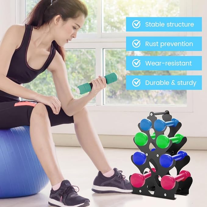 Dumbbell Rack Stand Only, Small Weight Rack 4Tier Compact Dumbbell Holder with Handle, Weight Holders for Free Weights,Dumbbell Storage Stand Holder for Home Gym Workout,Rack Only