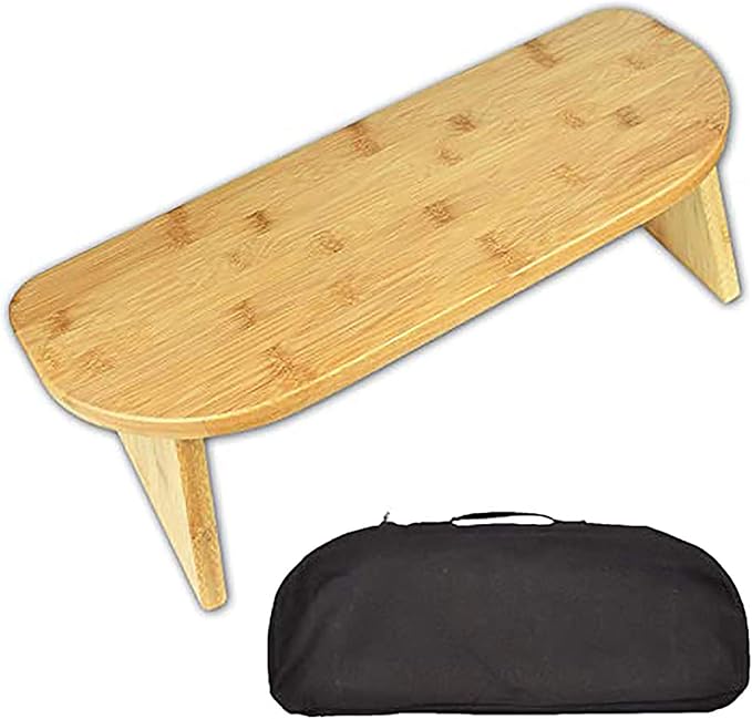 Ergonomic Bamboo Kneeling Stool Foldable Meditation Bench for Yoga & Comfort Perfect for Home & Office Use - Eco-Friendly Design Enhance Posture & Relaxation