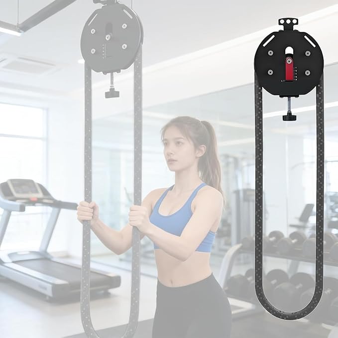 Endless Rope Machine, Adjustable Resi Trainer Machine, Portable Rope Exercise System for Home Gym Fitness Gear, Endless Cable Pulley Trainer, Strength Training Equipment, Home Gym Infinity Rope Red