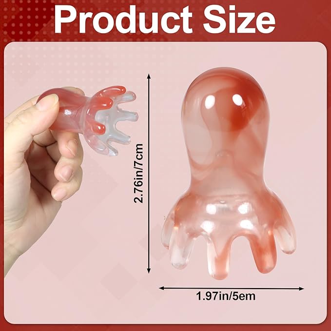 2 Pack Octopus Head Massage Comb Pink Manual Scalp Massager for Headaches Migraines Stress Relief Point Massage Acupressure Tools with 8 Nodes Portable for Home Office Massage