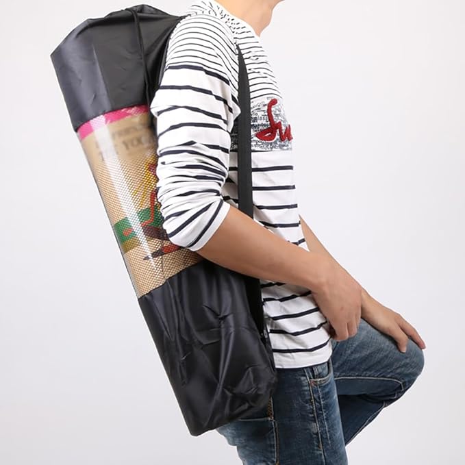 2 Pcs Yoga Mat Mesh Bags Portable Exercise Yoga Mat Carriers Large Yoga Mat Storage Bags with Adjustable Strap