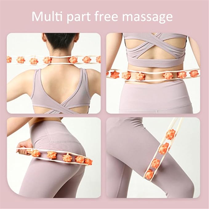 Manual Back Massage Roller Rope, Handheld Massage Ball Roller Anti Cellulite Massage Roller, Fascia Roller Manual Massage Strap for Back Neck Shoulder Waist Leg Muscle Exercise Massage Roller (Orange)