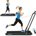 Goplus 2 in 1 Folding Treadmill, 2.25HP Under Desk Electric Superfit Treadmill, Installation-Free with APP Control, Remote Control, Bluetooth Speaker, LED Display, Walking for Home