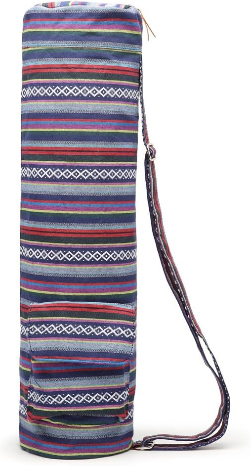 Canvas Yoga Mat Bag with Adjustable Strap & Pockets, Full-Zip Travel Gym Tote for Women & Men, Fits 1/4" & 1/3" Thick Mats, Lightweight Carrier for Yoga, Studio, Workout, Outdoor Use