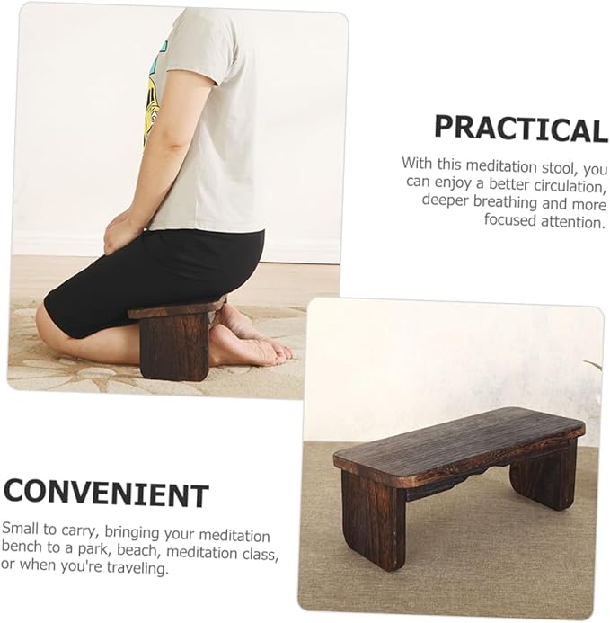 Toyvian Meditation Bench Lightweight Wooden Stool for Home Use Non-Slipping Kneel Mat for Meditation Prayer and Yoga for Living Room and Bedroom