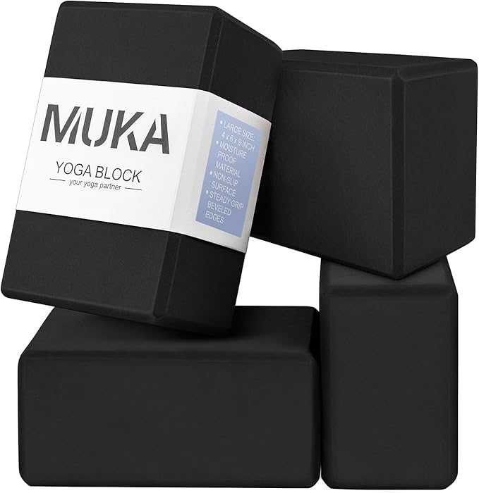 Muka 4 Pack Yoga Blocks 4x6x9 Inch, High Density EVA Foam Yoga Brick for Meditation, Pilates