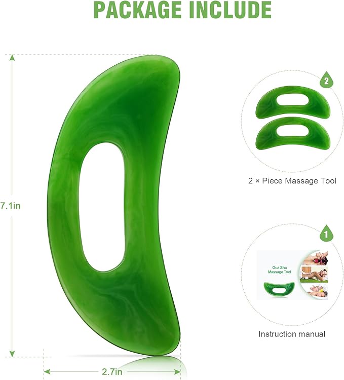 2 PCS Large Gua Sha Massage Tool, Resin Guasha Scraping Tool Multi-Functional Handheld Lymphatic Drainage Drain Scraper, Sore Muscles Massager for Tension Knots Relaxation, Myo-fascial Release