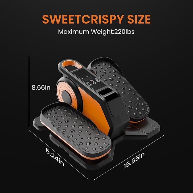 Sweetcrispy Compact Under-Desk Elliptical – Quiet Mini Pedal Exerciser with Adjustable Speed and LED Display, Portable Workout Equipment for Home or Office