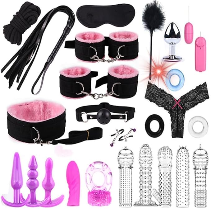 Pilates 25 Piece Fashion Design Nylon Leather Equipment Set (Pink), Fun Cosplay Accessories, Wrist and Hip Yoga Supplies, Couple Gifts