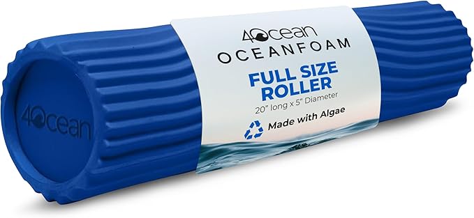 Oceanfoam x 4ocean Roller (Royal Blue) – Limited Edition Muscle Roller for Back Pain & Yoga - High Density Foam for Physical Therapy - Textured for Deep Tissue Massage