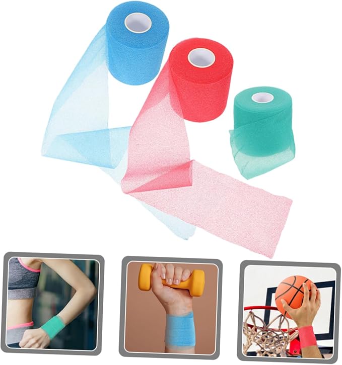 3Rolls Elastic Body Joint Wraps Breathable Shockproof Sports Tapes for Ankle Wrist Knee Protection Cuttable Athletic Wraps Colors