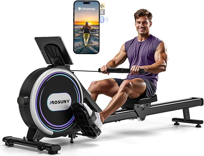 Rowing Machines for Home, 16/32-Level Adjustable Resistance, Magnetic Rowing Machine with App Supported, 350/400 LB Weight Capacity, Upgraded Dual Slide Rails with LCD Data Display Screen