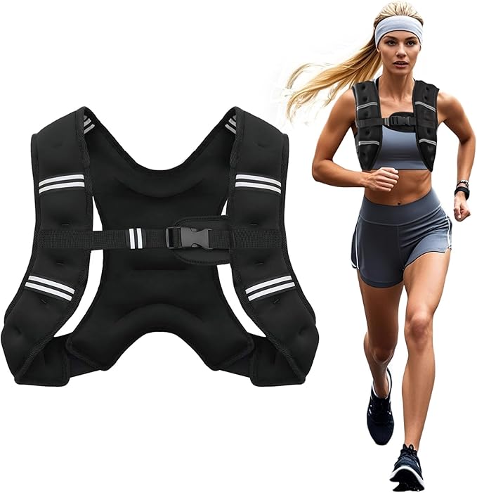 Weighted Vest, 6lb/8lb/10lb/12lb/16lb/20lb/25lb/30lb Weight Vest for Men Women, Body Weight Vests Adjustable with Reflective Stripe for Strength Training, Running, Workout, Jogging, Walking