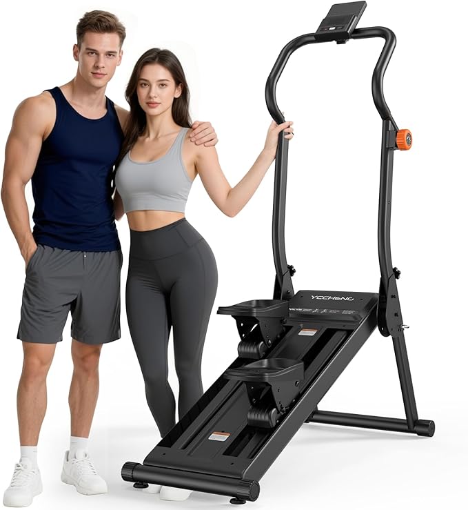 YCCHENG Magnetic Stair Stepper with 8-Level Adjustable Resistance,Stair Vertical Climber with Led Screen for Home Gym, Foldable Stairmaster Machine with 350LBS Capacity