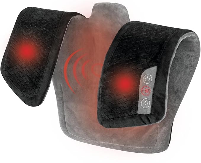HoMedics Heating Pad, Duel Intensity Vibrating Heated Neck & Shoulder Massage Wrap to Aid & Rejuvenate Sore and Tired Muscles, Black