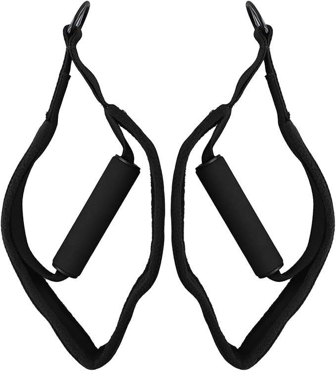 Double Loop Pilates Foot Straps for Reformer Equipment, D For Ring Pilates Resistance Bands with Non-Slip Texture, Portable Pilates Exercise Straps, 2-Pack Black